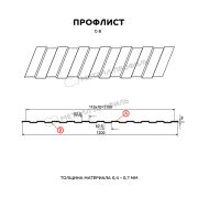 Профлист МЕТАЛЛ ПРОФИЛЬ С-8х1150-A (ПЭ-01-7016-0,7)